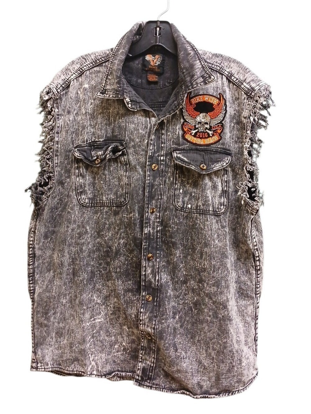 Vance Bikerwear Sleeveless Frayed 2016 Daytona Bike Week Extra Large